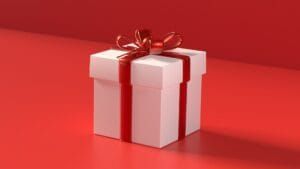 gift with red ribbon