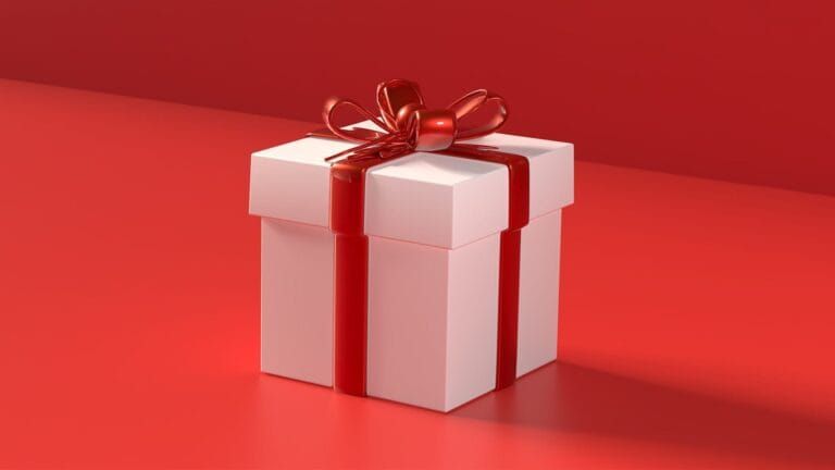 gift with red ribbon