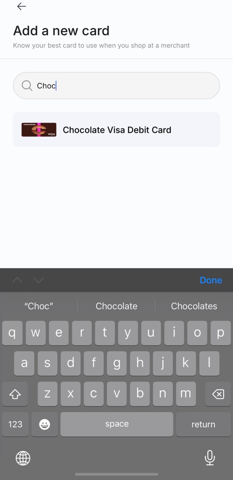 choc 2 Lobang Sis chocholate visa debit card add new card
