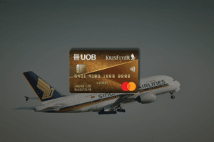 uob krisflyer cardface with airplane background
