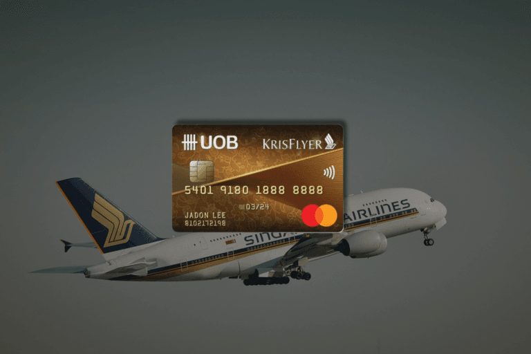 uob krisflyer cardface with airplane background