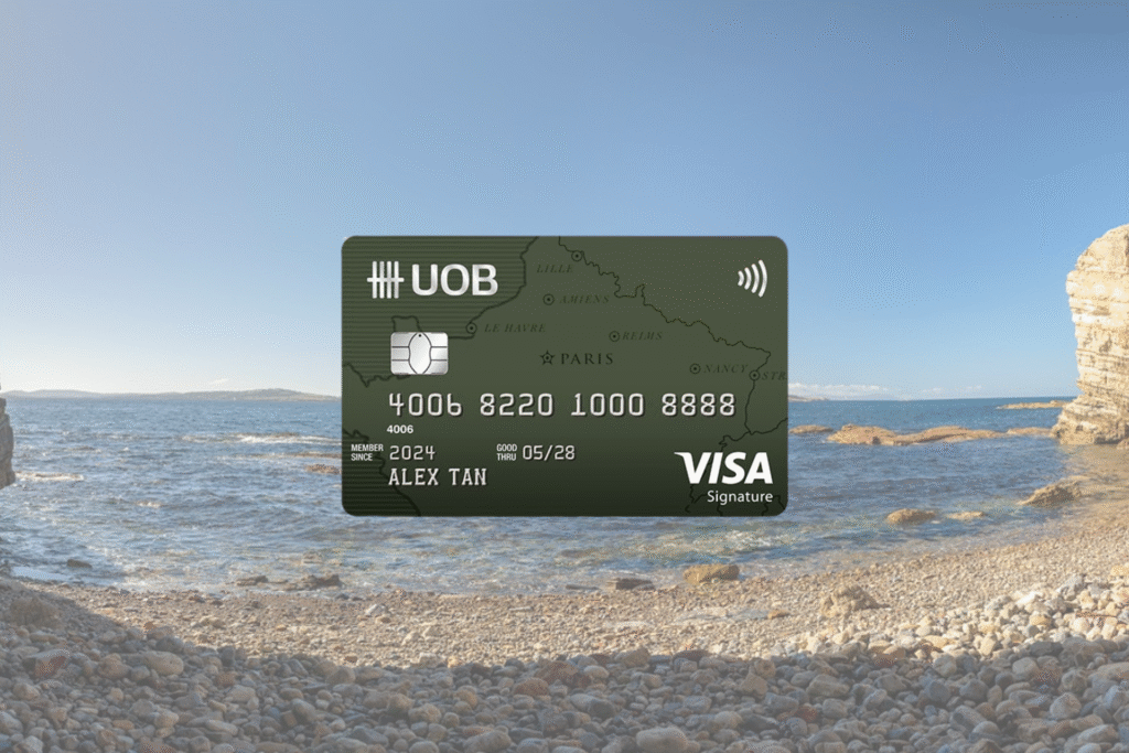 uob visa signature cardface with beach background