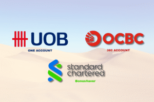 uob, ocbc, sc logo with desert background