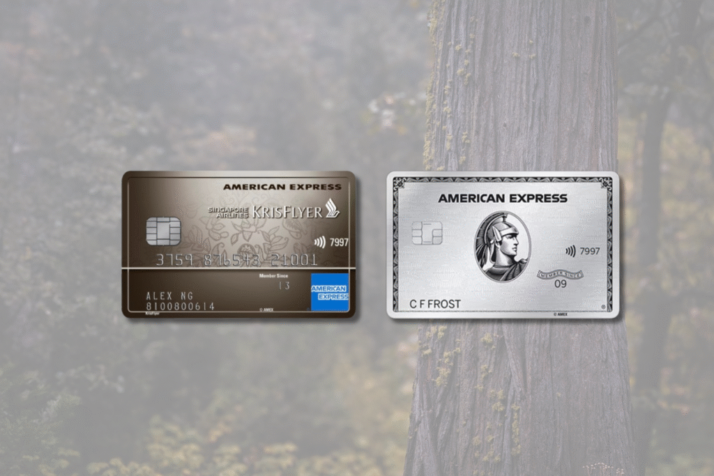 amex cards cardface with tree background