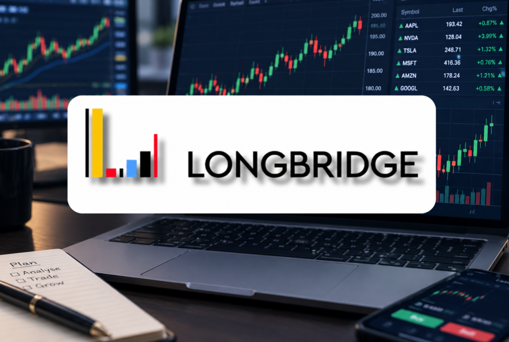 Longbridge logo with trading background