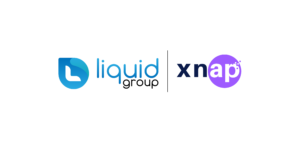 Liquid Group logo on the left and a purple XNAP logo on the right separated by a vertical divider