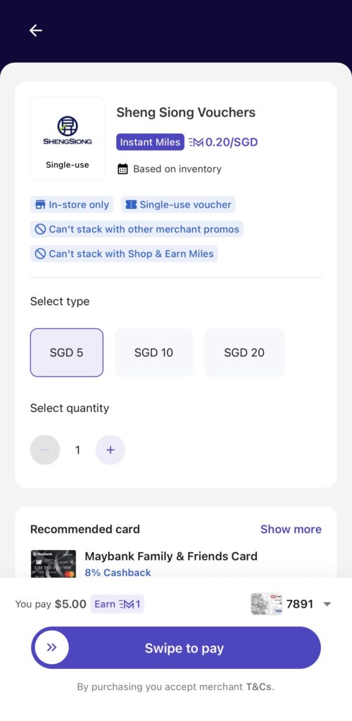 choose the card to buy the voucher with