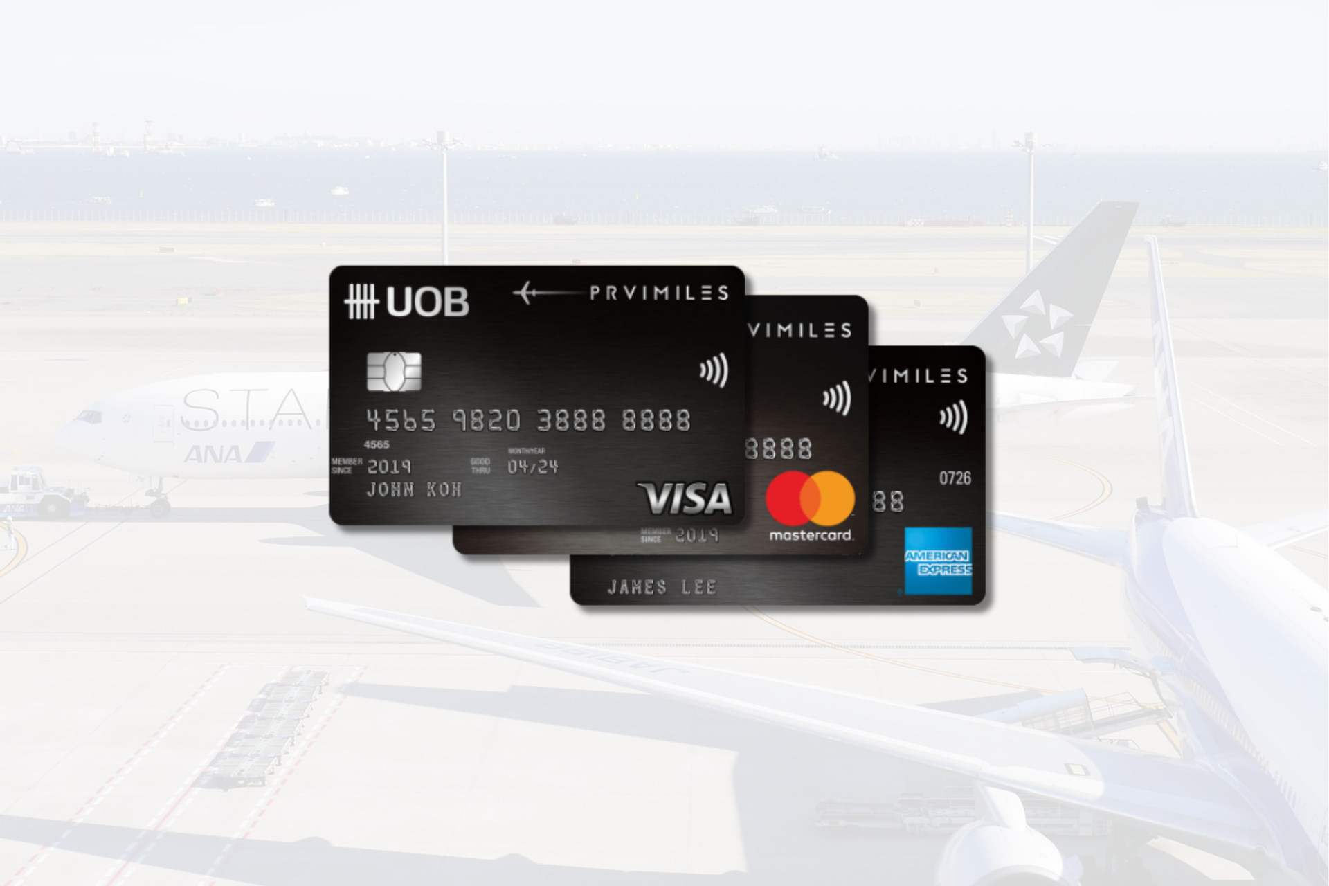 plane background with uob prvi card