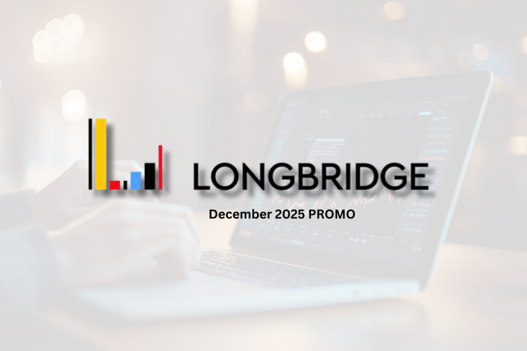 longbridge logo with a man using a laptop background
