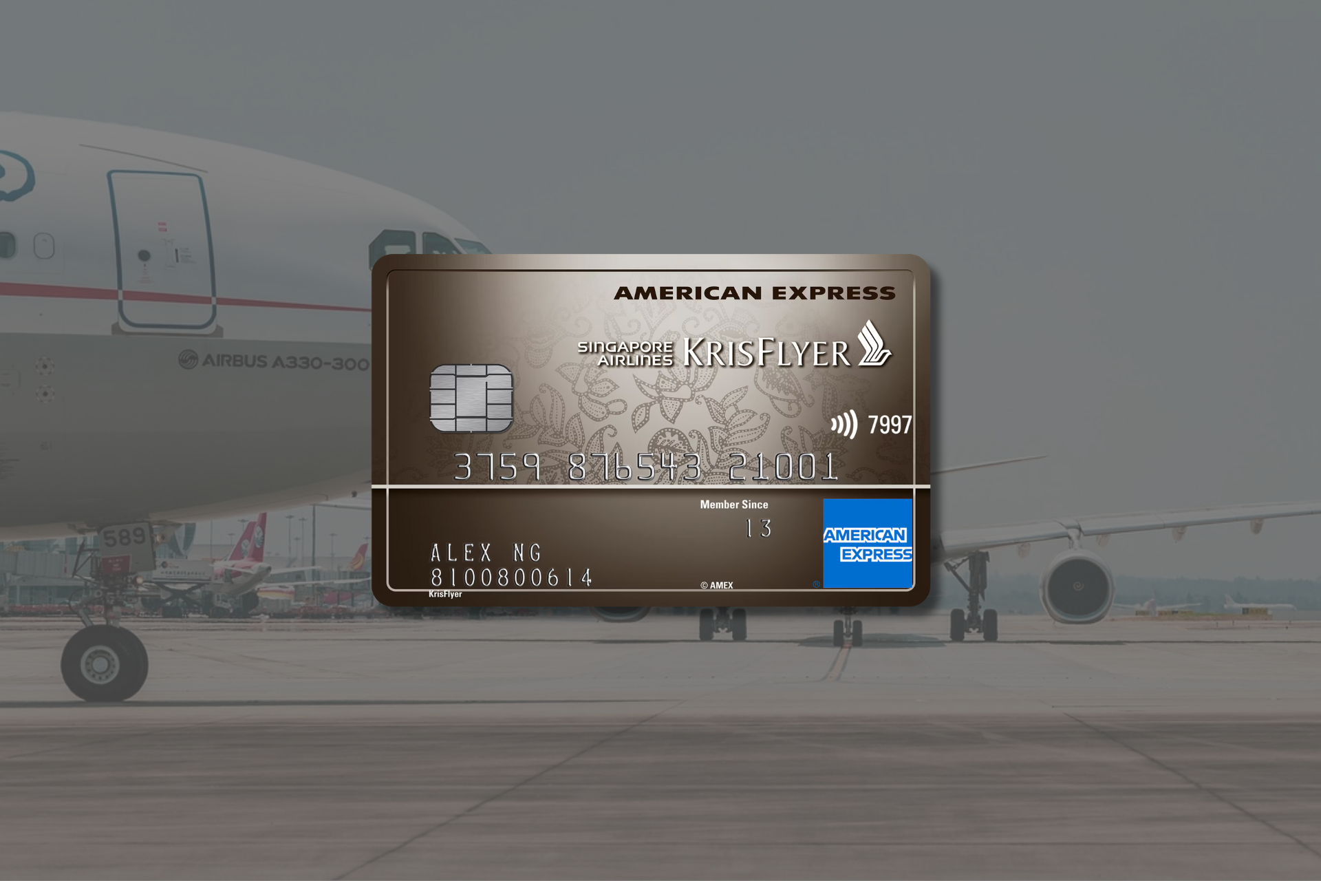 amex krisflyer cardface with plane background
