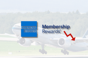 amex logo with airplane background