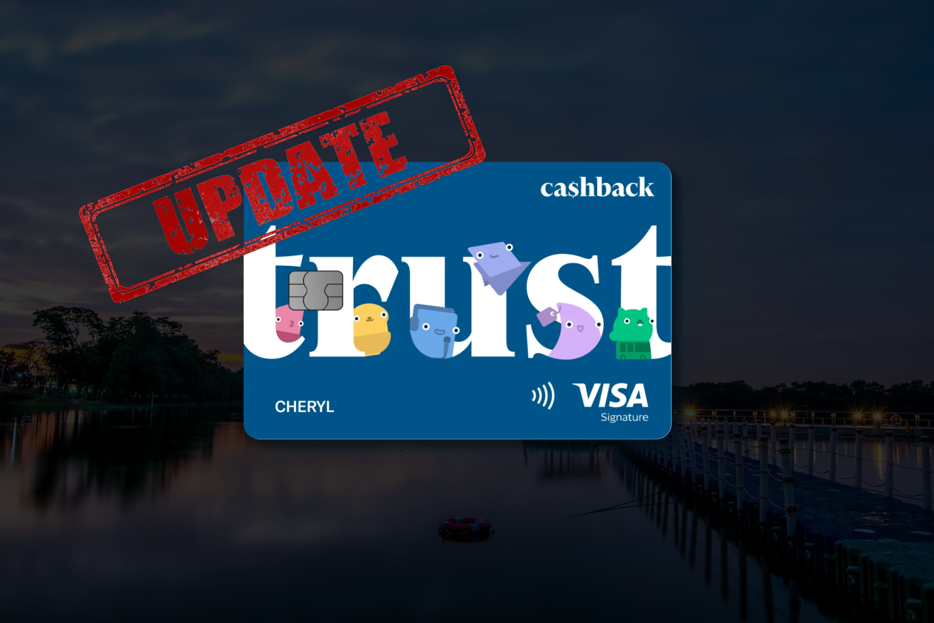 trust cardface with a stamp of the word update