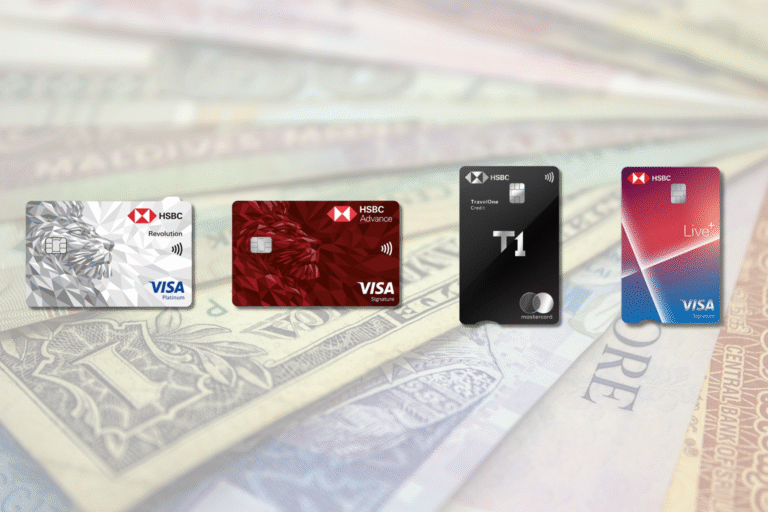 hsbc cards cardface with multi currency background