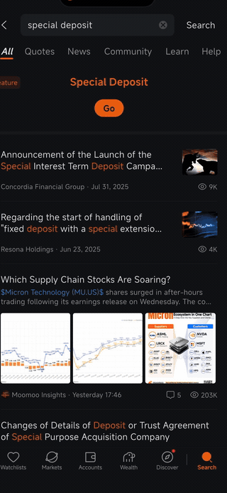 Searching Special Deposit and entering the code LOBANGSIS1 in the moomoo app