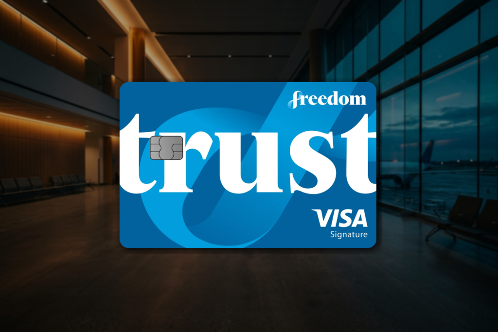 Trust Freedom Card against an airport background