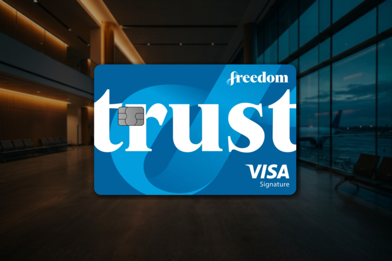 Trust Freedom Card against an airport background